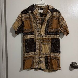 PacSun Men's Patchwork Shirt in Brown and Tan